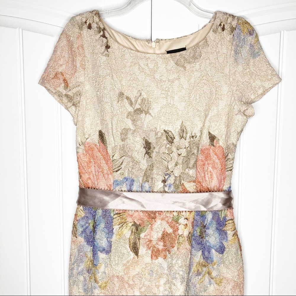 BHLDN Adrianna Papell Melinda Floral Matelasse Column Gown 6 MOB - Picture 3 of 7